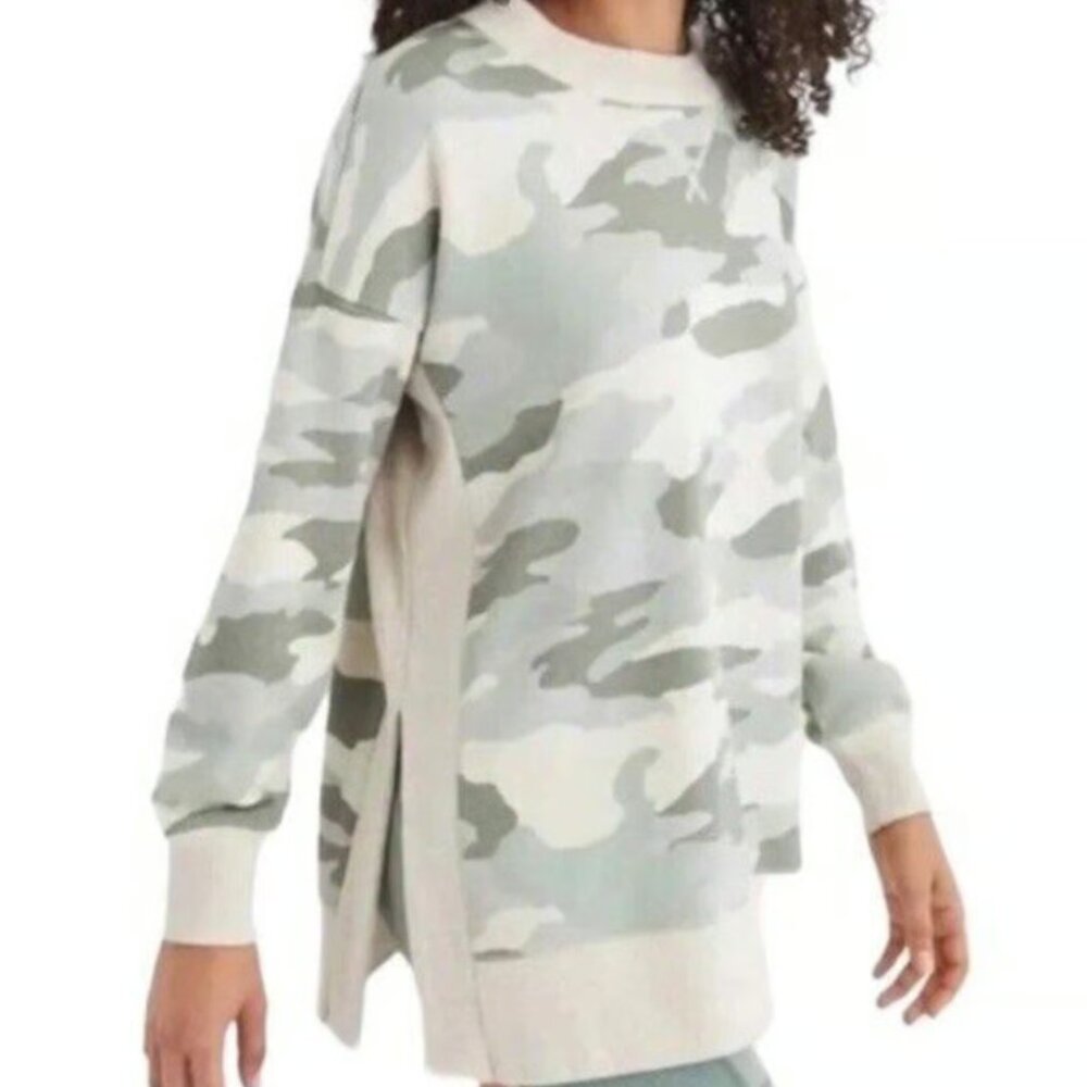 Aerie Good Vibes Oversized Camo Beige Green Taupe Sweatshirt XS